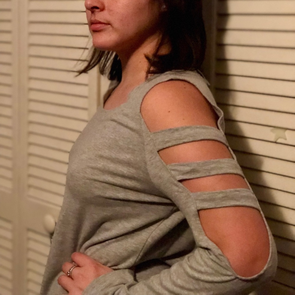 Slitted gray shirt